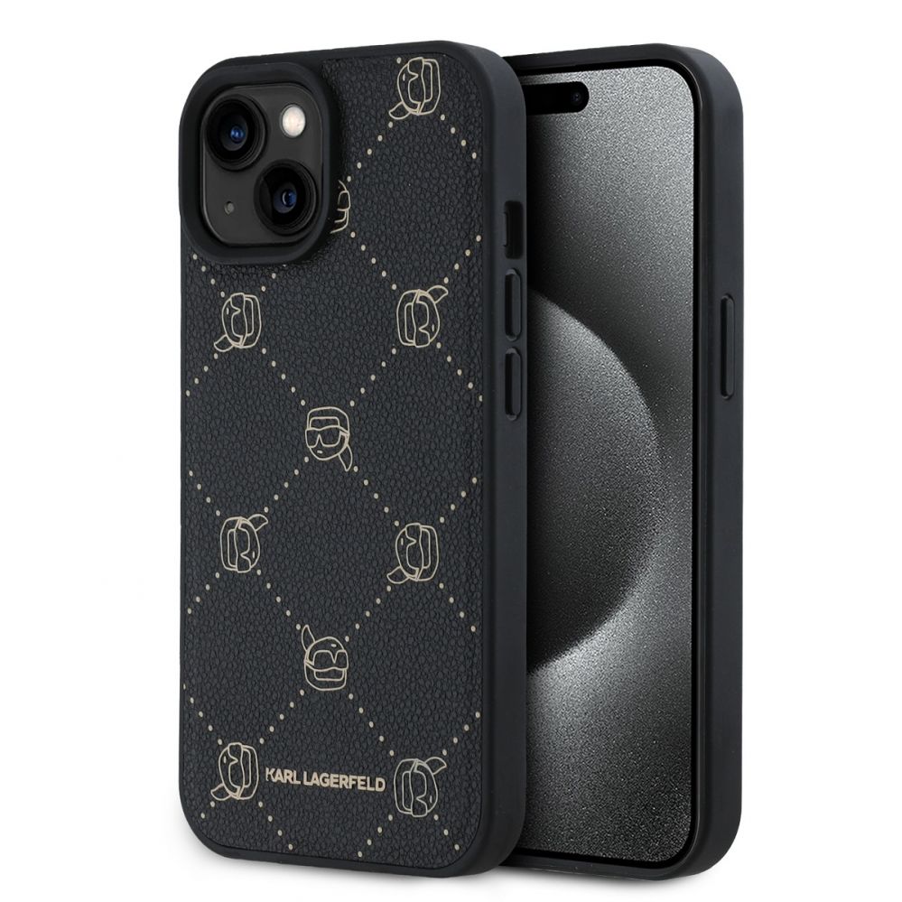 Tagakaaned Karl Lagerfeld - Karl Lagerfeld PU Karl Heads Pattern MagSafe Case for iPhone 15 Black