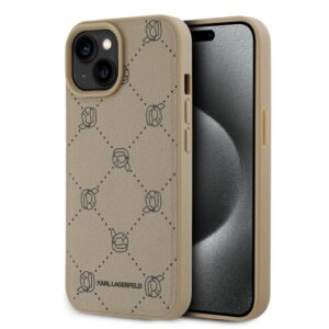 Nugarėlės dėklai Karl Lagerfeld Apple Karl Lagerfeld PU Karl Heads Pattern MagSafe Case for iPhone 15 Beige 