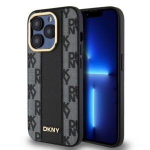 Nugarėlės dėklai DKNY Apple DKNY PU Leather Checkered Pattern Magsafe Case for iPhone 15 Pro Black 