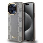Чехол на заднюю панель DKNY Apple DKNY PU Leather Checkered Pattern Magsafe Case for iPhone 15 Pro Beige 