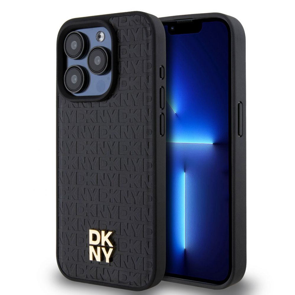 Back panel cover DKNY - DKNY PU Leather Repeat Pattern Stack Logo MagSafe Case for iPhone 14 Pro Max Black
