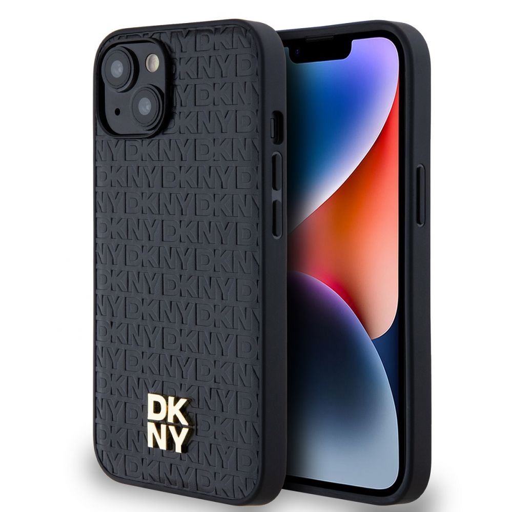 Back panel cover DKNY - DKNY PU Leather Repeat Pattern Stack Logo MagSafe Case for iPhone 15 Black