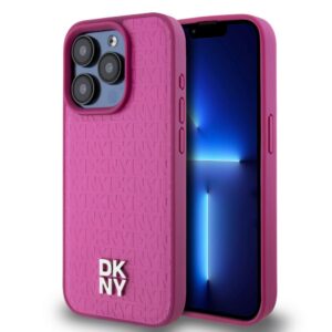Back panel cover DKNY - DKNY PU Leather Repeat Pattern Stack Logo MagSafe Case for iPhone 15 Pro Max Pink 