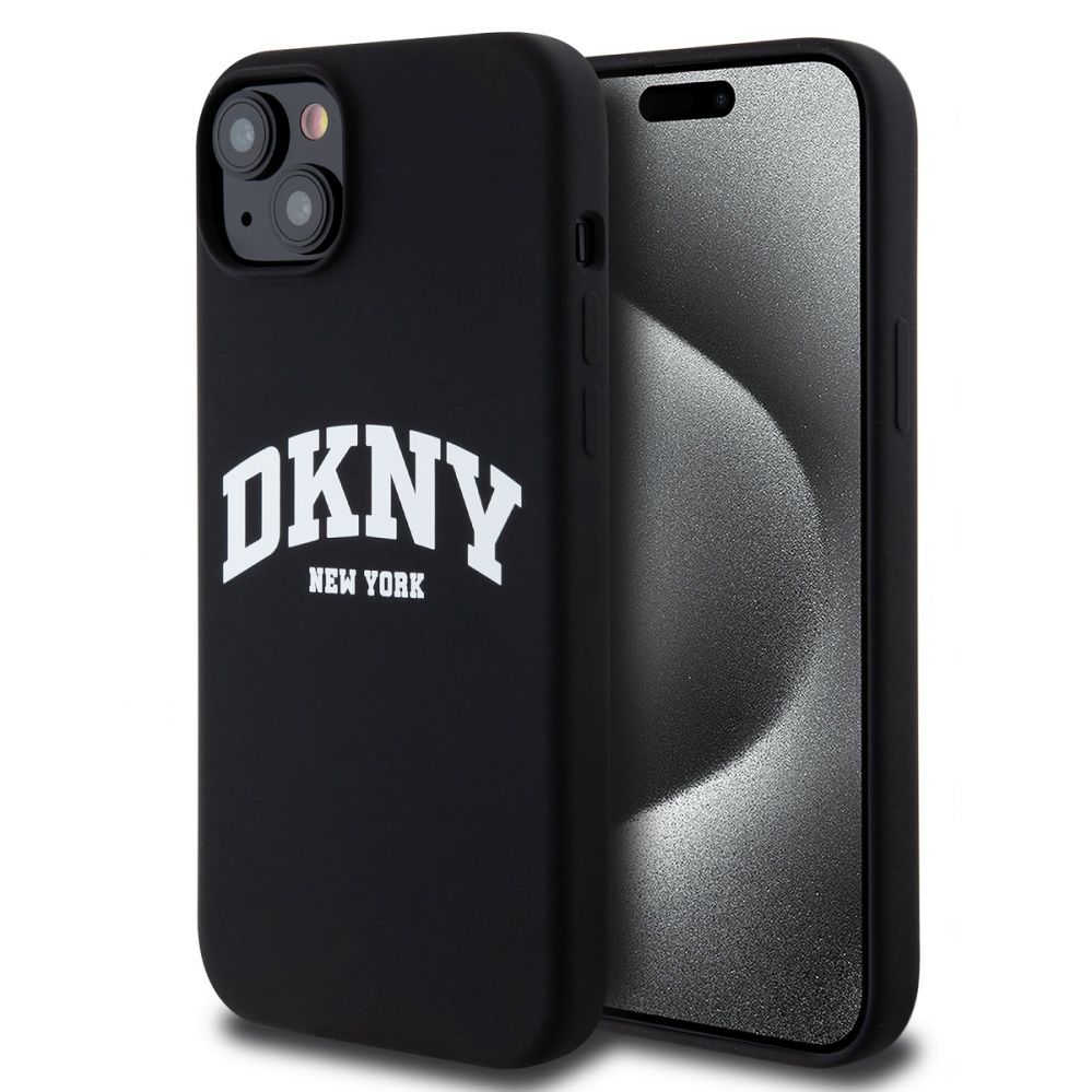 Back panel cover DKNY - DKNY Liquid Silicone Arch Logo MagSafe Case for iPhone 15 Plus Black