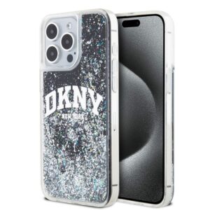 Back panel cover DKNY - DKNY Liquid Glitter Arch Logo Case for iPhone 14 Pro Max Black 