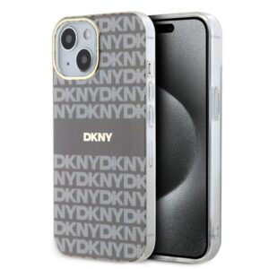 Back panel cover DKNY - DKNY PC/TPU Repeat Pattern Tonal Stripe Magsafe Case for iPhone 14 Beige 
