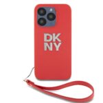Чехол на заднюю панель DKNY Apple DKNY PU Leather Stack Logo Wrist Strap Case for iPhone 15 Pro Red 