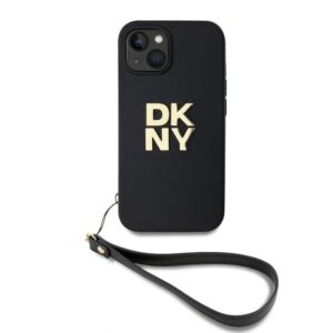Back panel cover DKNY - DKNY PU Leather Stack Logo Wrist Strap Case for iPhone 13 Black 