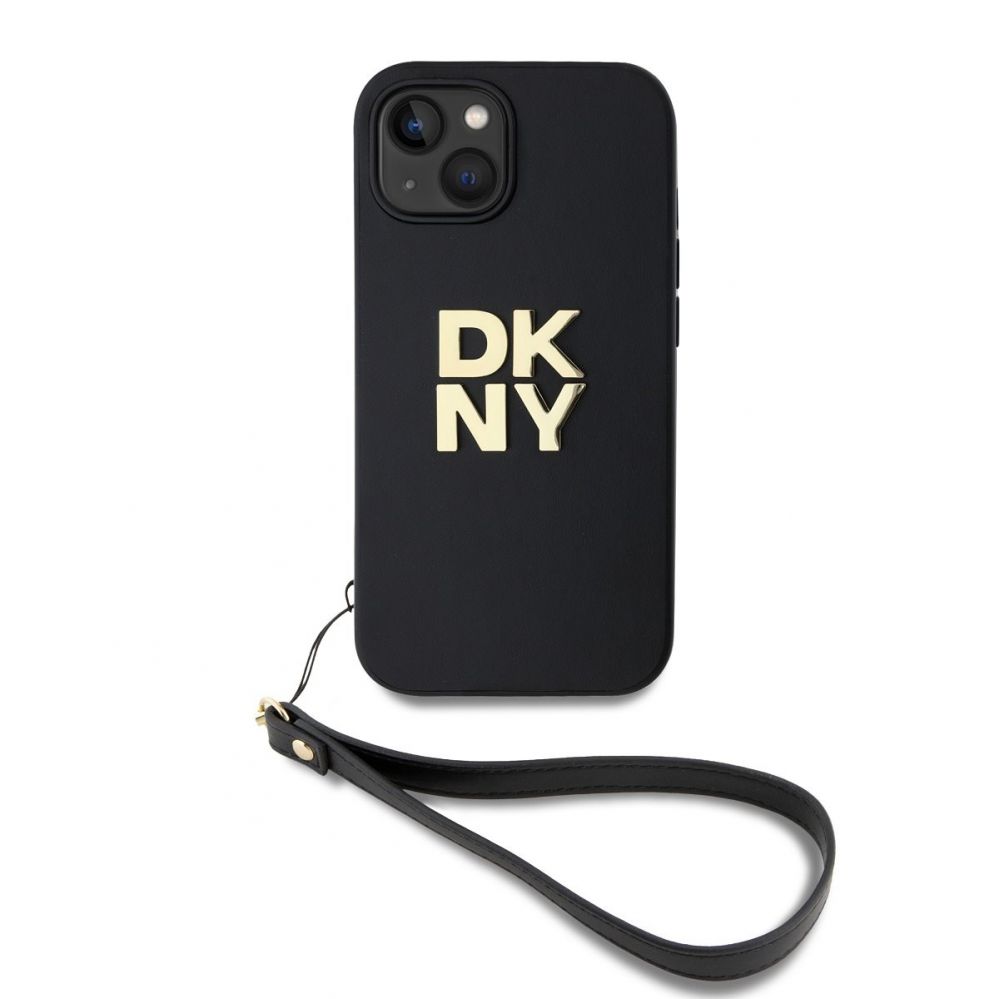 Back panel cover DKNY - DKNY PU Leather Stack Logo Wrist Strap Case for iPhone 13 Black