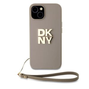 Back panel cover DKNY Apple DKNY PU Leather Stack Logo Wrist Strap Case for iPhone 15 Beige 