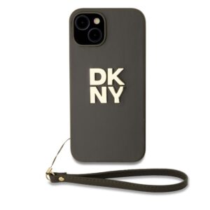 Back panel cover DKNY - DKNY PU Leather Stack Logo Wrist Strap Case for iPhone 14 Brown 