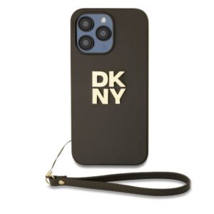 Back panel cover DKNY - DKNY PU Leather Stack Logo Wrist Strap Case for iPhone 14 Pro Max Brown 