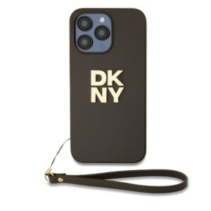 Back panel cover DKNY - DKNY PU Leather Stack Logo Wrist Strap Case for iPhone 15 Pro Max Brown 