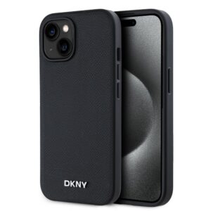 Back panel cover DKNY - DKNY PU Leather Silver Metal Logo Magsafe Case for iPhone 15 Black 