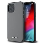 Tagakaaned DKNY Apple DKNY PU Leather Silver Metal Logo Magsafe Case for iPhone 12/12 Pro Grey 
