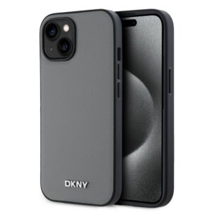 Back panel cover DKNY - DKNY PU Leather Silver Metal Logo Magsafe Case for iPhone 13 Grey 