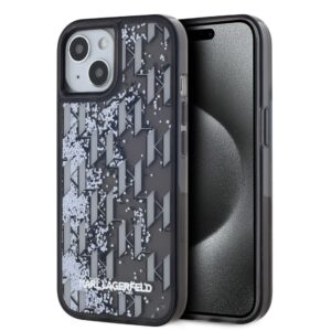 Nugarėlės dėklai Karl Lagerfeld Apple Karl Lagerfeld Liquid Glitter Monogram Gradient Case for iPhone 15 Black 