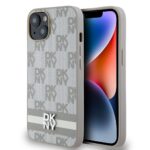 Aizmugurējais vāciņš DKNY - DKNY PU Leather Checkered Pattern and Stripe Case for iPhone 15 Beige 