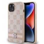 Чехол на заднюю панель DKNY - DKNY PU Leather Checkered Pattern and Stripe Case for iPhone 13 Pink 