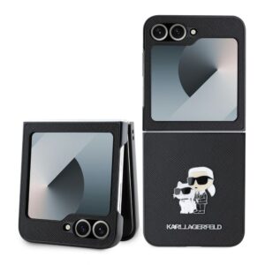 Kaaned - kaaned Karl Lagerfeld - Karl Lagerfeld PU Saffiano Karl and Choupette Case for Samsung Galaxy Z Flip 6 Black 