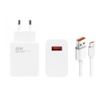 Adapteriai Xiaomi - Xiaomi MDY-14-EL USB-A 33W Charger + Data Cable USB-C 6A White (Bulk)