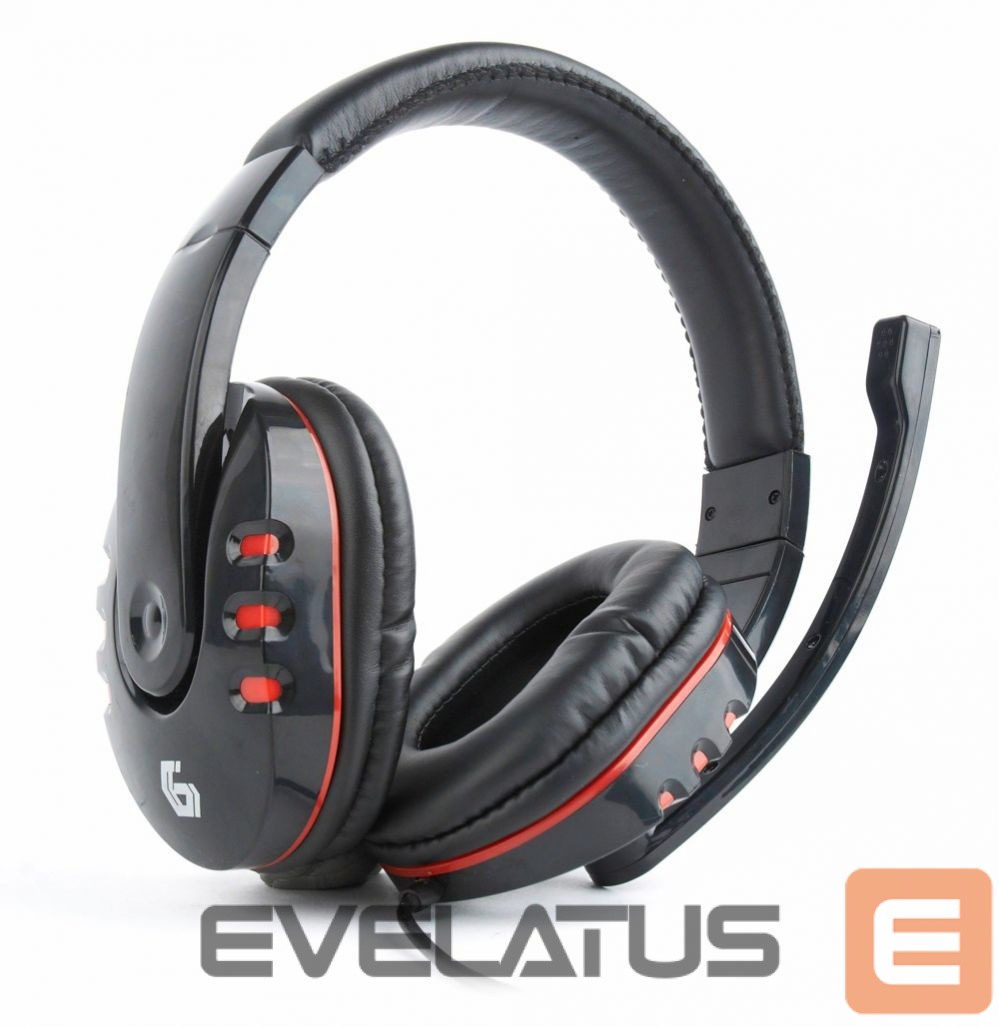 Bezvadu austiņas Gembird Glossy Black, Gaming headset with volume control, Built-in microphone, 3.5 mm