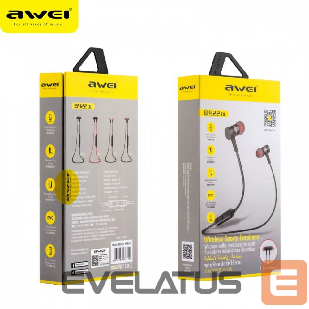 Bezvadu austiņas Awei Magnetic Switch Wireless Sports Earphone AK4 Black