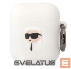 Dėklai ausinėms Karl Lagerfeld Apple Airpods 1/2 3D Logo NFT Karl Head Silicone Case White