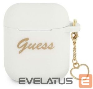 Dėklai ausinėms Guess - AirPods 1/2 Silicone Charm Heart Collection White