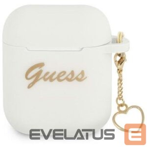 Headphone case Guess - AirPods 1/2 Silicone Charm Heart Collection White