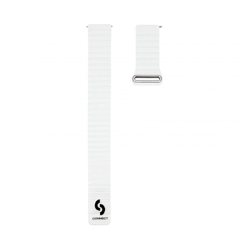 Rihm Connect 20mm Flat head Leather - Silicone Loop Magnetic Watch Strap (130mm M/L) White