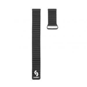 Strap Connect  22mm Flat head Leather - Silicone Loop Magnetic Watch Strap (130mm M/L) Black
