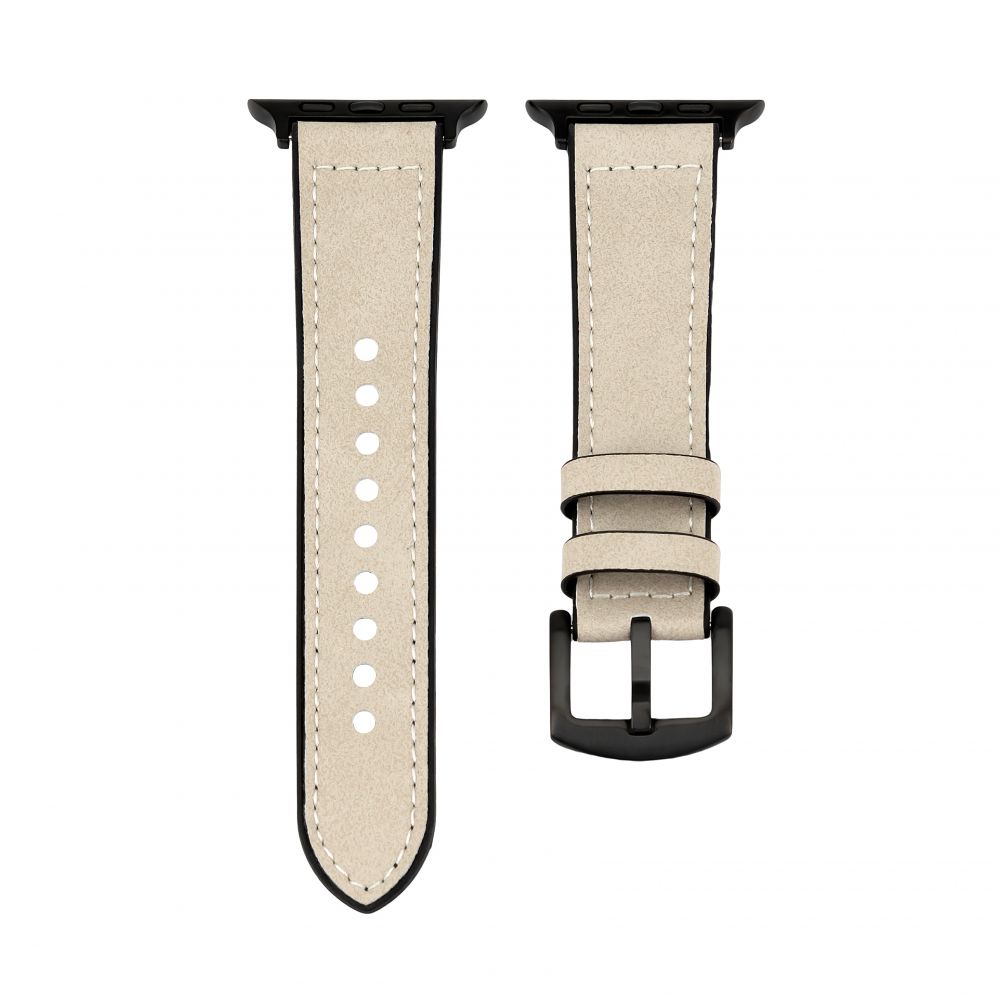 Rihm Connect Watch 42/44/45mm Silicone patch Leather Watch Strap (132mm M/L) White