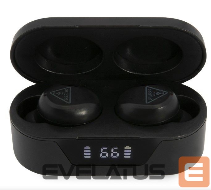 Bezvadu austiņas Guess True Wireless Triangle Logo BT5.0 Stereo Earphones Black