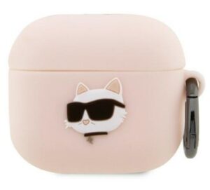Dėklai ausinėms Karl Lagerfeld Apple AirPods 3 cover Silicone Choupette Head 3D case Pink