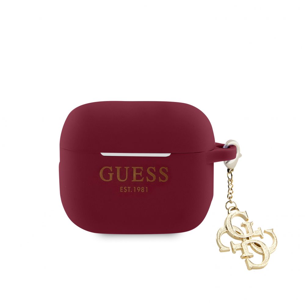 Headphone case Guess - Airpods 3 Case Silicone Classic Logo Gold With 4G Charm Marengo