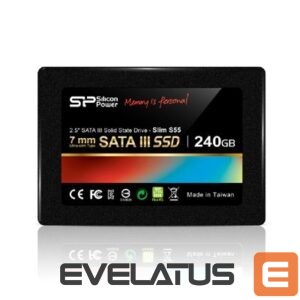 Kietasis diskas SDD Silicon power  Slim S55 240 GB, SSD interface SATA, Write speed 450 MB/s, Read speed 550 MB/s 