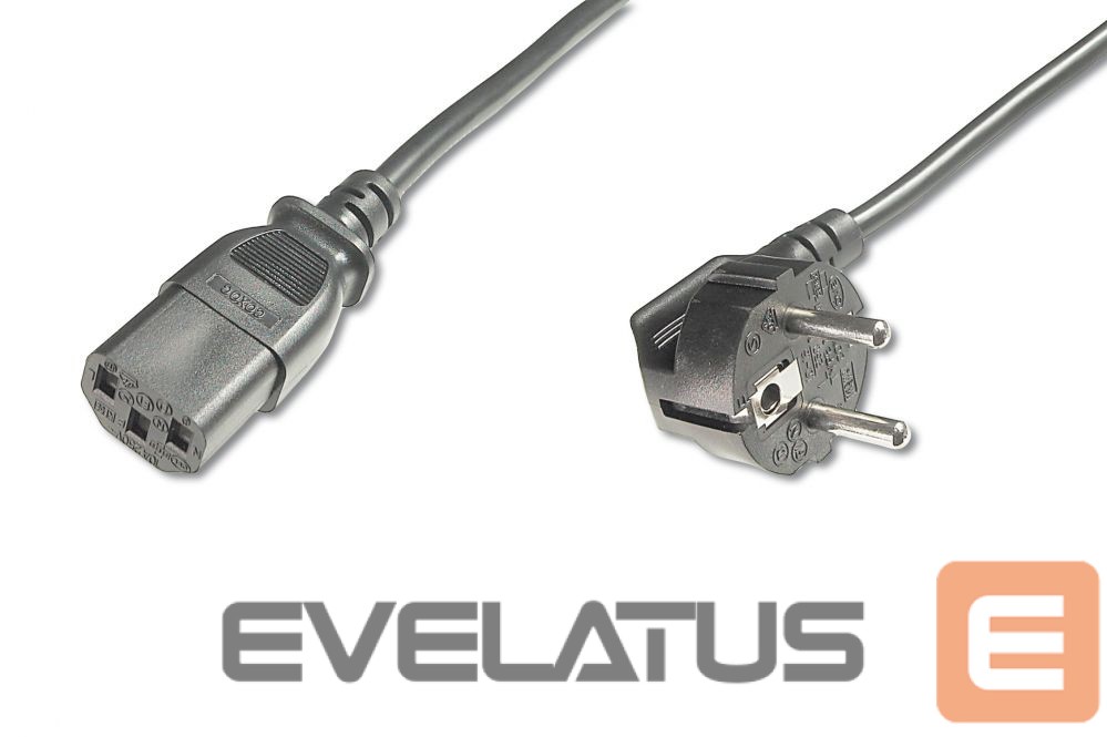 Kaabel Digitus Power Cord, Schuko (CEE 7/7) 90ø angled - C13 M/F, H05VV-F3G 0.75qmm 1.8 m, Black