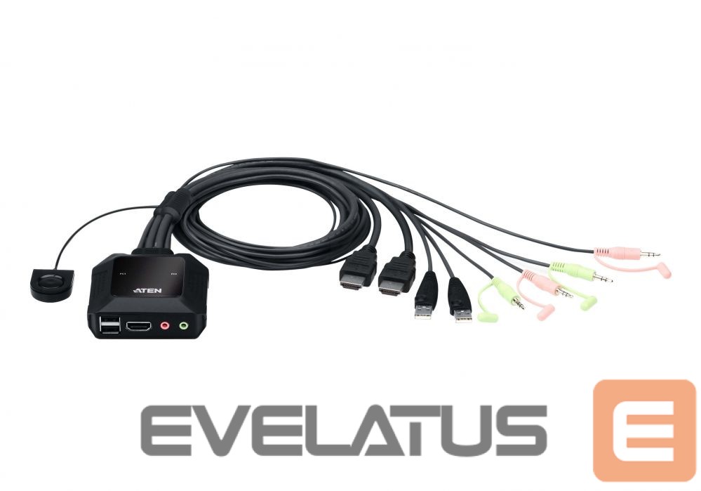 Server – muud tarvikud Aten 2-Port USB 4K HDMI Cable KVM Switch with Remote Port Selector CS22H-AT