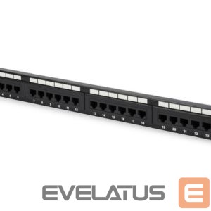 Muud kaubad Digitus  Patch Panel DN-91524U Black, 48.2 x 4.4 x 10.9 cm, Category: CAT 5e; Ports: 24 x RJ45; Retention strength: 7.7 kg; Insertion force: 30N max 