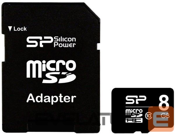 Memory cards Silicon power 8 GB, MicroSDHC, Flash memory class 10, SD adapter