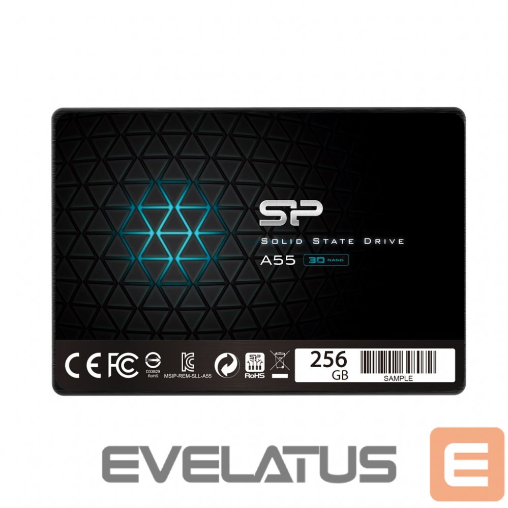Kõvaketas SSD Silicon power A55 256 GB, SSD form factor 2.5", SSD interface SATA, Write speed 450 MB/s, Read speed 550 MB/s