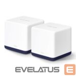 Rūteris MERCUSYS  AC1900 Whole Home Mesh Wi-Fi System Halo H50G (2-Pack) 802.11ac, 600+1300 Mbit/s, Ethernet LAN (RJ-45) ports 3, Mesh Support Yes, MU-MiMO Yes, White 