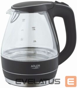 Virdulys Adler  Kettle  Kettle AD 1224 Standard, Glass, Black, 2000 W, 360° rotational base, 1.5 L 