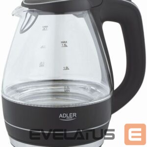Veekeetja Adler  Kettle  Kettle AD 1224 Standard, Glass, Black, 2000 W, 360° rotational base, 1.5 L 