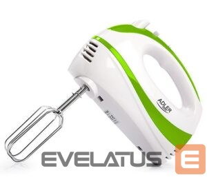 Maišytuvai ir maišytuvai Adler  Mixer AD 4205 g Hand Mixer, 300 W, Number of speeds 5, Turbo mode, White/Green 