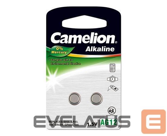 Muu arvutitarvik Camelion AG12/LR43/LR1142/386, Alkaline Buttoncell, 2 pc(s)