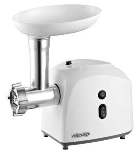 Mėsmalė Mesko  MS 4805 Meat mincer, Power 600W, Bowl, Middle size sieve, Mince sieve, Poppy sieve, Plunger, Sausage filler   MS 4805  White, Middle size sieve, mince sieve, poppy sieve, plunger, sausage filler, kibbe attachment 