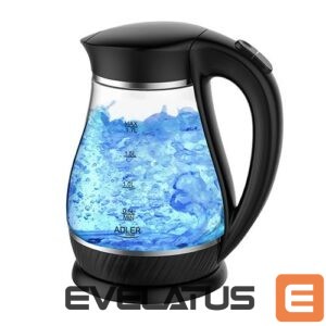 Чайник Adler  Kettle  AD 1274  Standard, Plastic, glass, Black/ transparent, 2200 W, 360° rotational base, 1.7 L 
