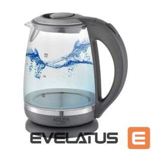 Virdulys Adler  Kettle AD 1286 Standard, 2200 W, 2 L, Plastic/ glass, Grey/ transparent, 360° rotational base 